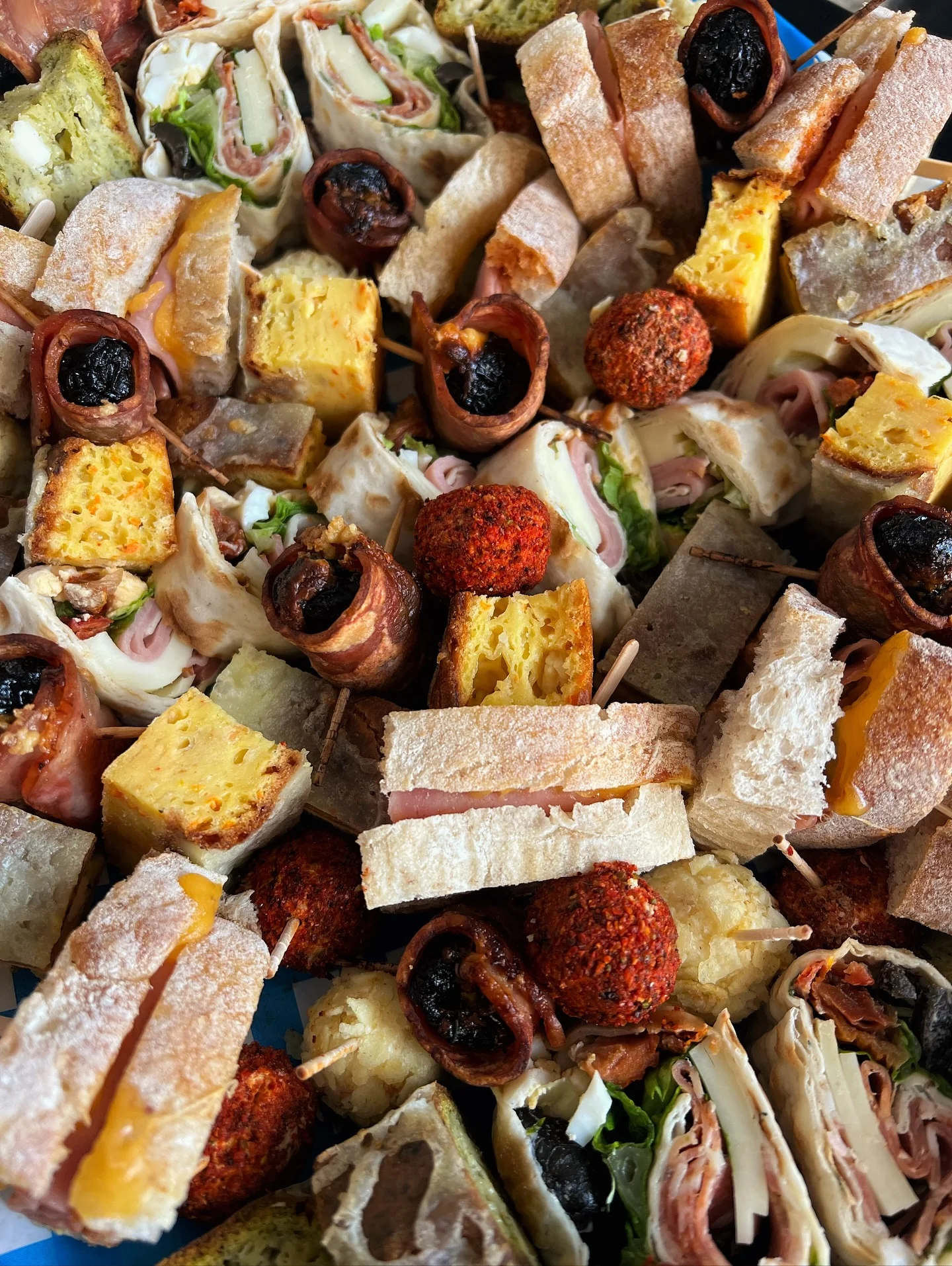 Mixed catering platter close-up